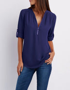 R&B | V-Ausschnitt plus Größe Frauen ärmellos Chiffon Shirt