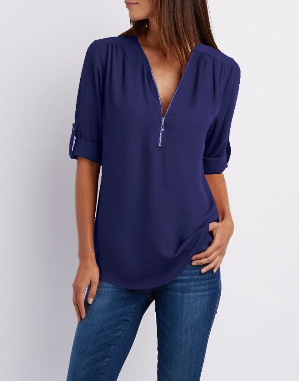 R&B | V-Ausschnitt plus Größe Frauen ärmellos Chiffon Shirt