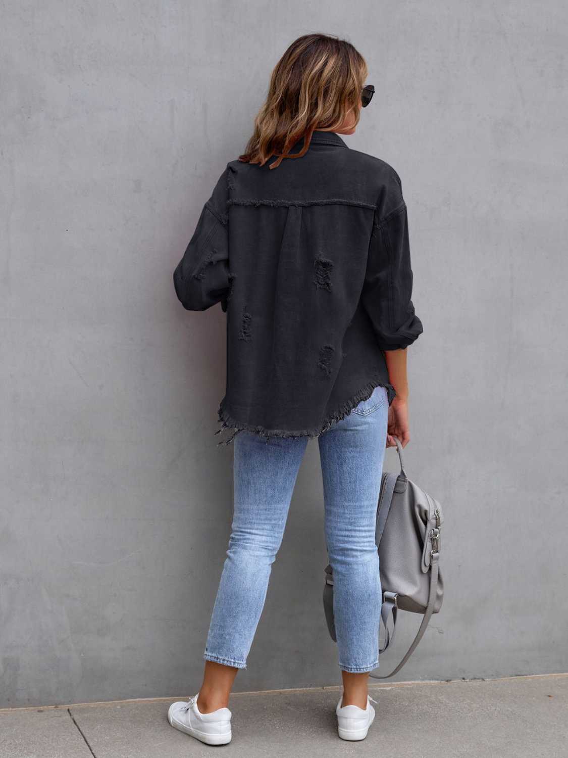 R&B | Distressed Drop Shoulder Denimjacke