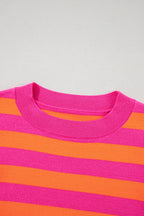 Stripe Schulterpolster Rundhals-Pullover