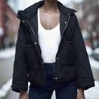 R&B | Baumwolljacke Hüftlang mit Stehkragen und Kordelzug