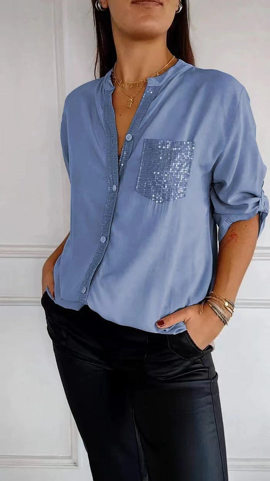 R&B | Glitzerbluse Mit Paillettentasche