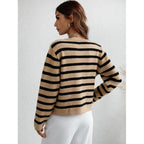 R&B | grob gestrickter Pullover mit Knopfleiste und seitlichen Taschen