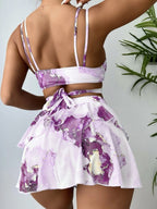 R&B | Dreiteiliges Bikini-Set mit Marmordruck