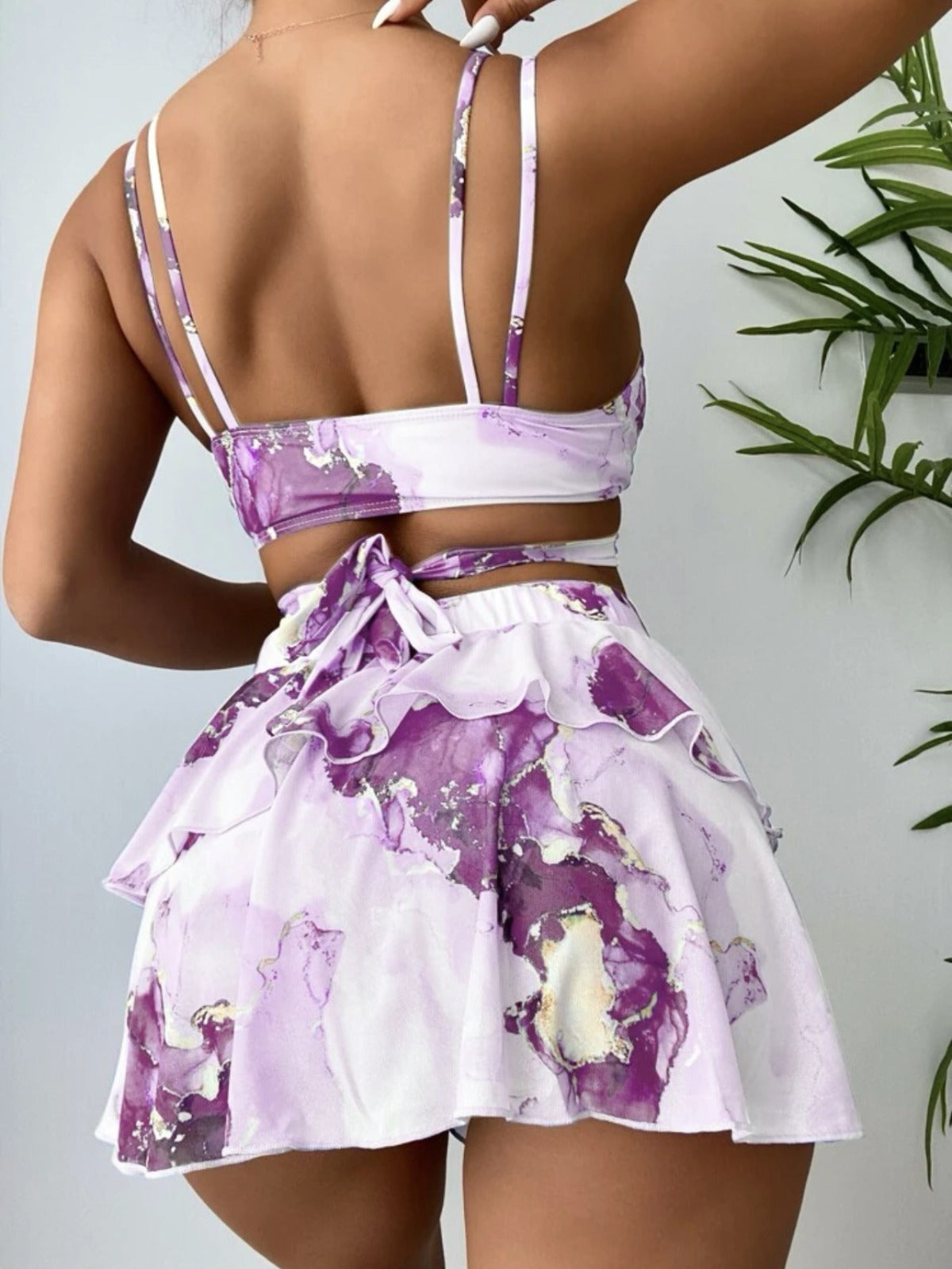 R&B | Dreiteiliges Bikini-Set mit Marmordruck
