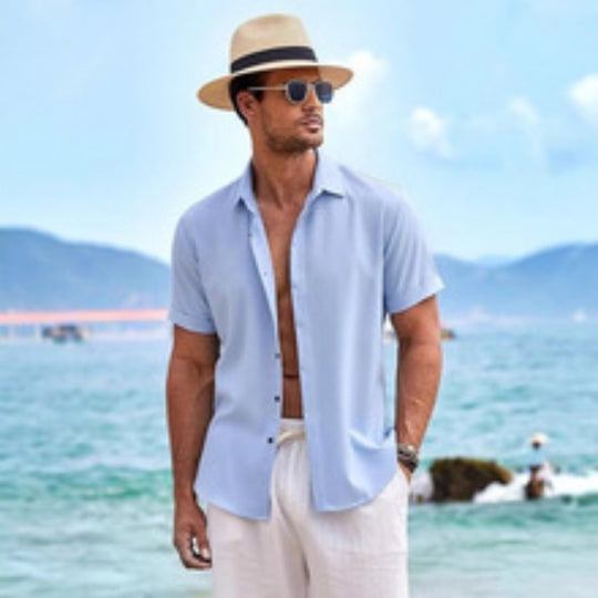 R&B | Gestreiftes Jacquard-Hemd aus Baumwolle