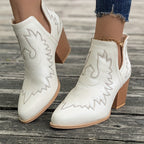R&B | Damen Westernstiefel mit Blockabsatz und Retro-Stickerei