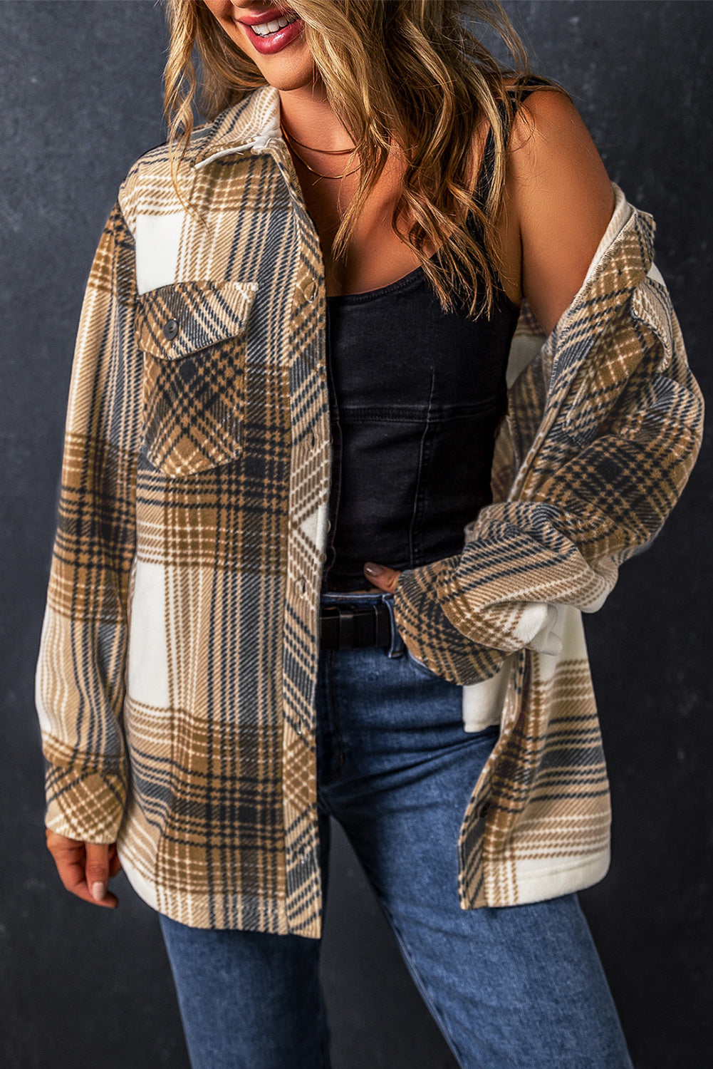 R&B | Lang Karierte Shirtjacke Baumwollmischung Zeitlos und Vielseitig