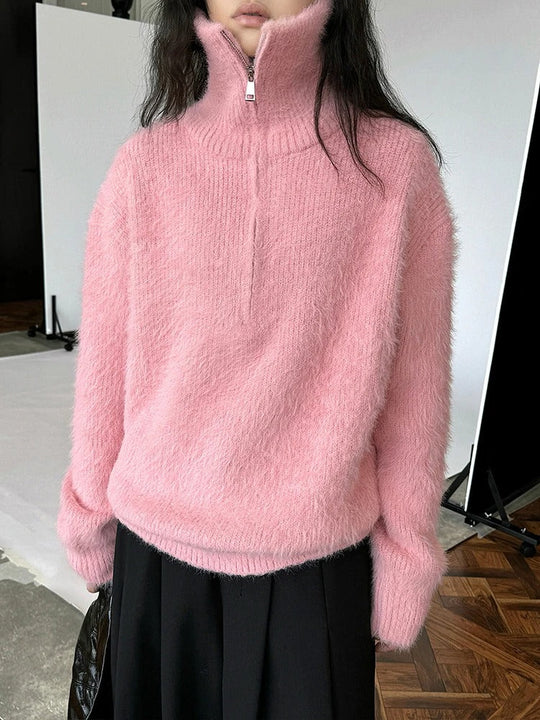 R&B | Flauschiger Pullover mit Reißverschluss