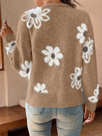 R&B | Weiche Strickjacke mit Blumenmuster Acryl Wärme und Stil