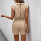 R&B | Kordelzug Tasche V-Ausschnitt einfarbig Jumpsuit Shorts