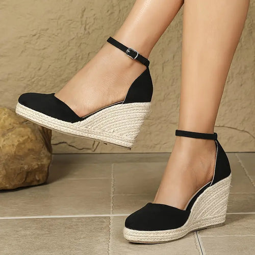 Elegante Damen-Keilsandalen mit Knöchelriemen R&B