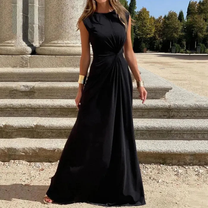 R&B | Elegantes Langkleid mit Langen Ärmeln, Revers und Unifarbenem V-Ausschnitt für Damen