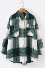 R&B | Karo Gefallen Schulter Shirtjacke