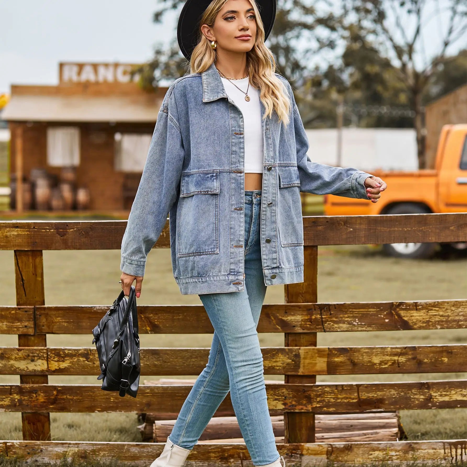 R&B | Übergröße Denim Damenjacke mit Bequemer Passform