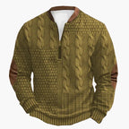 R&B | Strickpullover mit Zopfmuster und Viertelreißverschluss - Modischer Freizeitpullover für Herbst und Winter