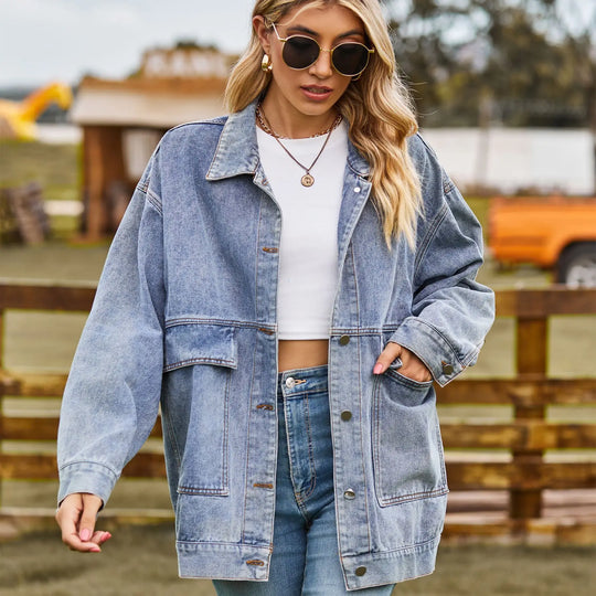 R&B | Übergröße Denim Damenjacke mit Bequemer Passform