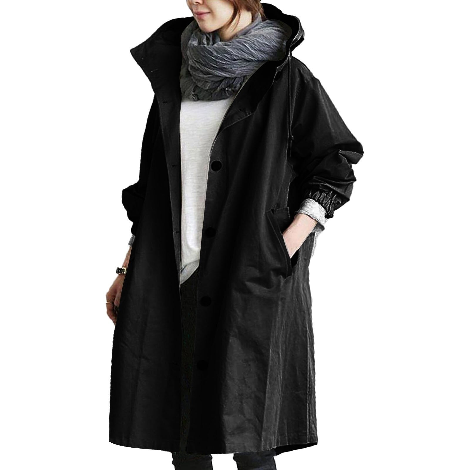 Wasserdichte lange Damen Regenjacke