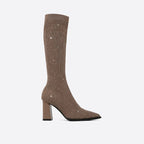 Gestrickte hohe Stiefel mit klobigem Absatz R&B