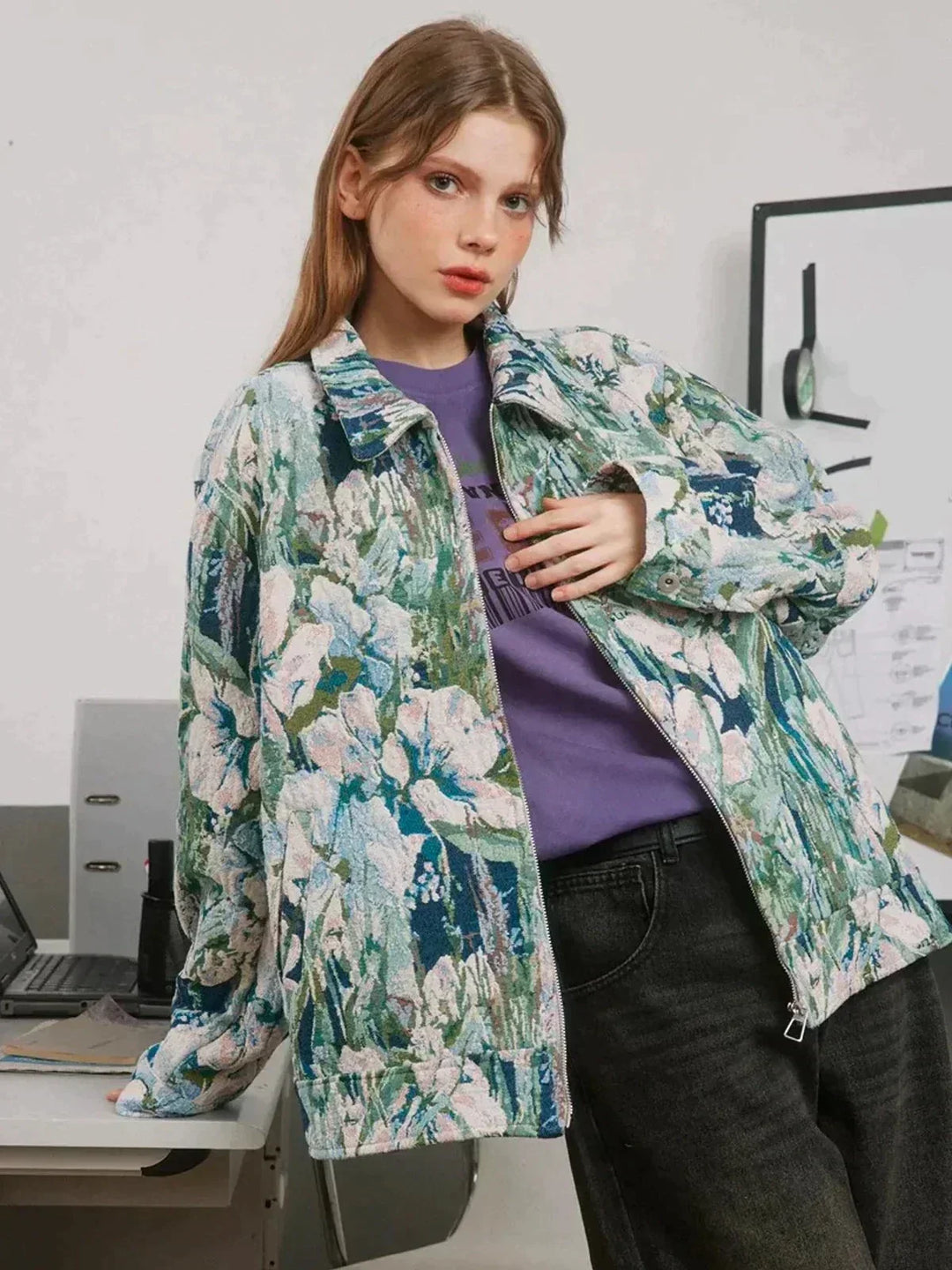 R&B | Oversized Leuchtend mit Floralem Druck