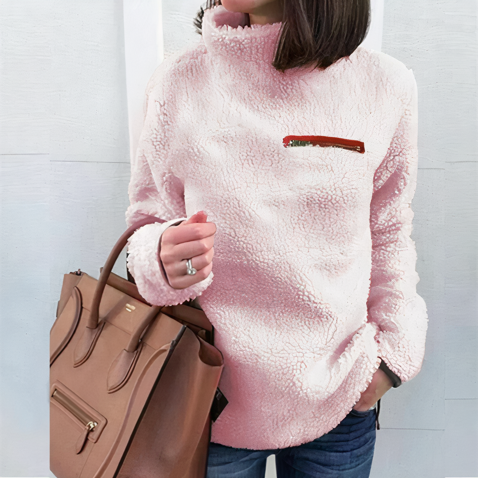 R&B | Woll-Rollkragenpullover mit Druck