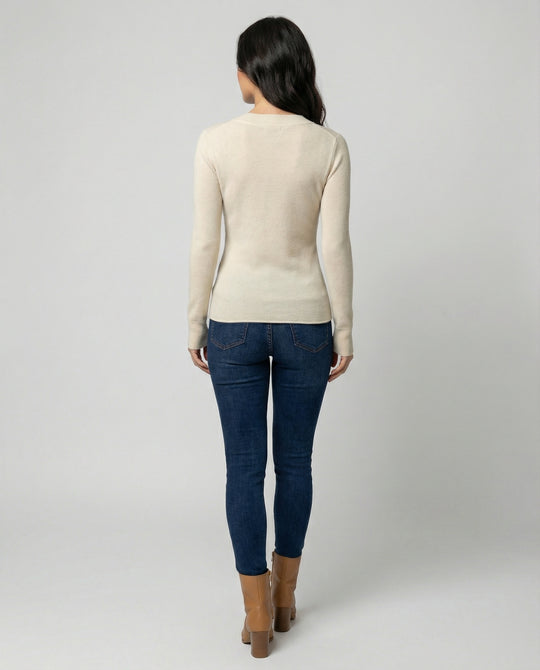 Damen Strickpullover aus Wolle und Kaschmir mit V-Ausschnitt