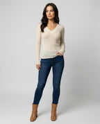 Damen Strickpullover aus Wolle und Kaschmir mit V-Ausschnitt