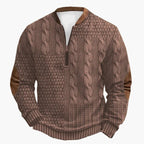 R&B | Strickpullover mit Zopfmuster und Viertelreißverschluss - Modischer Freizeitpullover für Herbst und Winter