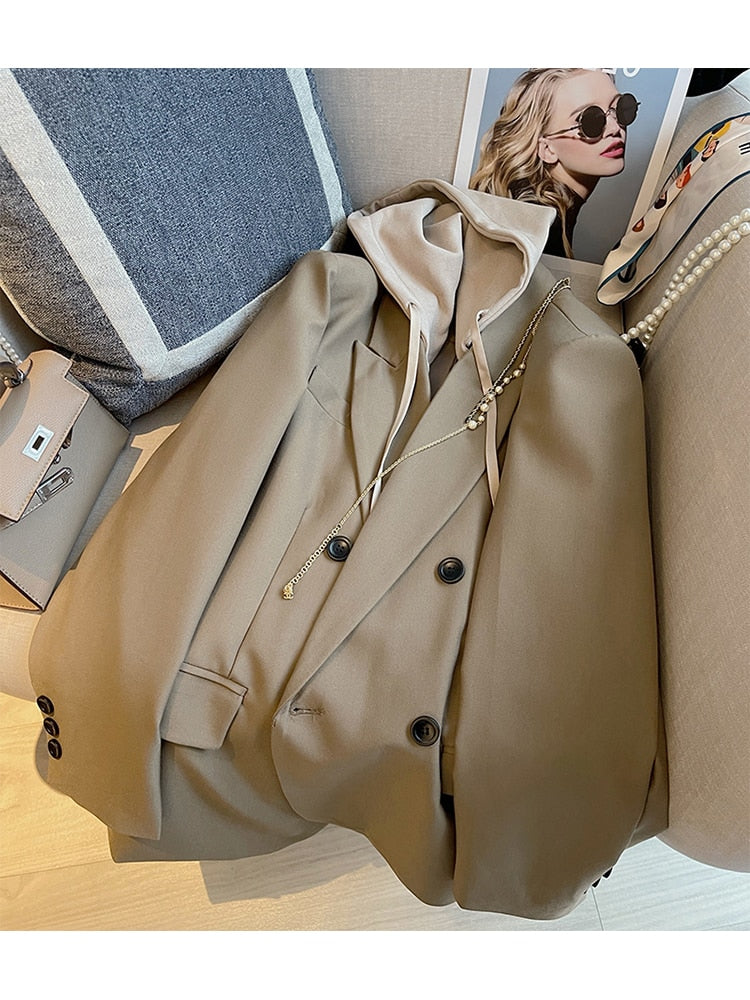 R&B | Blazer mit Kapuze für Damen Herbst- und Winterkleidung