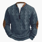 R&B | Strickpullover mit Zopfmuster und Viertelreißverschluss - Modischer Freizeitpullover für Herbst und Winter