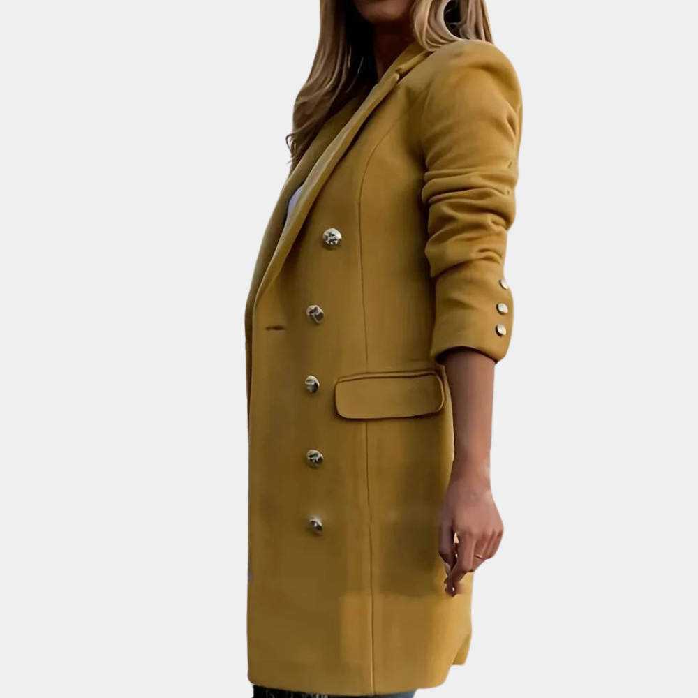 R&B | Zweireihiger Trenchcoat für Damen - Knopfdetails