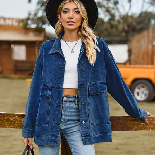 R&B | Übergröße Denim Damenjacke mit Bequemer Passform