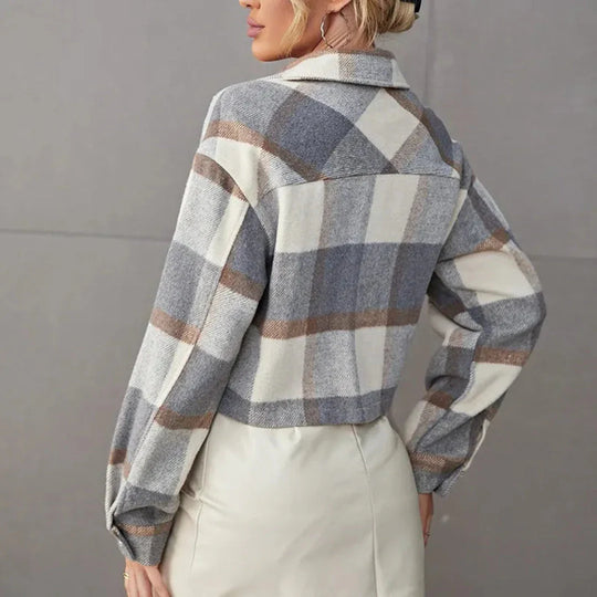 R&B | Button-Up Gekürzte Karierte Jacke