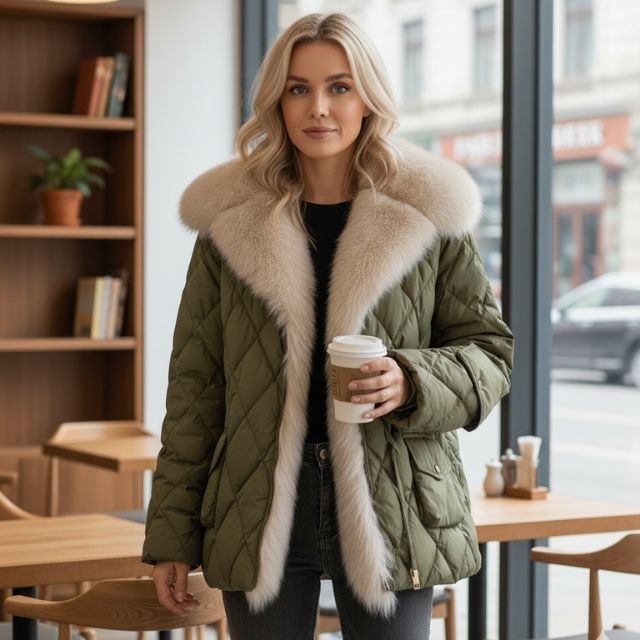 R&B | Damenjacke Warm mit Entendaunenfutter Chic