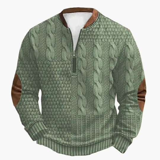 R&B | Strickpullover mit Zopfmuster und Viertelreißverschluss - Modischer Freizeitpullover für Herbst und Winter