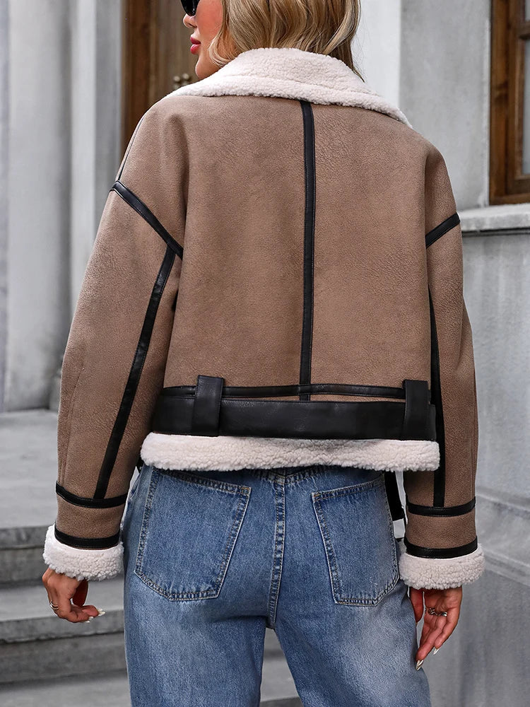 R&B | Stylische Pilotjacke Aus Imitat-Lammfell