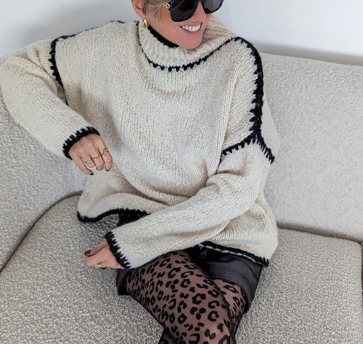 R&B | Strickpullover mit Hohem Kragen Wollmischung Warm und Stilvoll