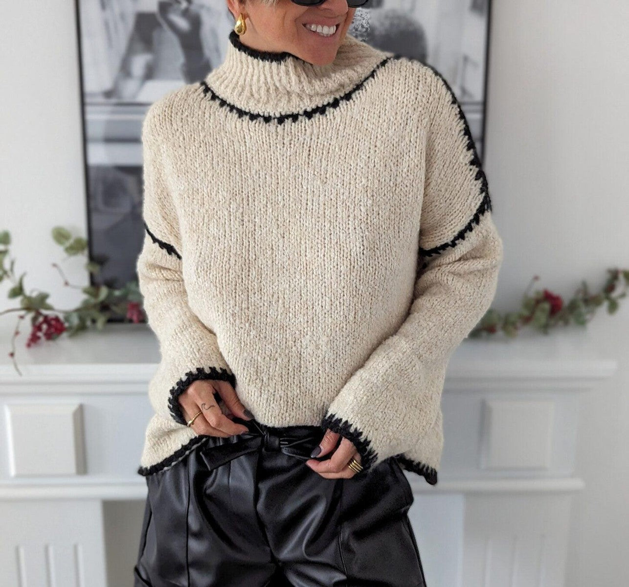 R&B | Strickpullover mit Hohem Kragen Wollmischung Warm und Stilvoll