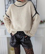 R&B | Strickpullover mit Hohem Kragen Wollmischung Warm und Stilvoll