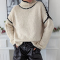 R&B | Strickpullover mit Hohem Kragen Wollmischung Warm und Stilvoll