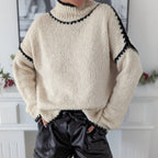 R&B | Strickpullover mit Hohem Kragen Wollmischung Warm und Stilvoll