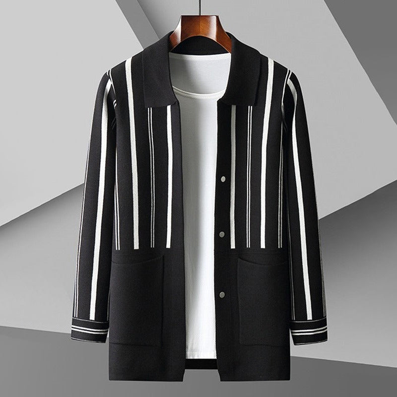 R&B | Strickjacke Lockere Passform Wollmischung Knopfverschluss mit Taschen