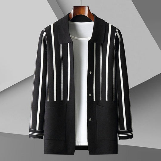 R&B | Strickjacke Lockere Passform Wollmischung Knopfverschluss mit Taschen