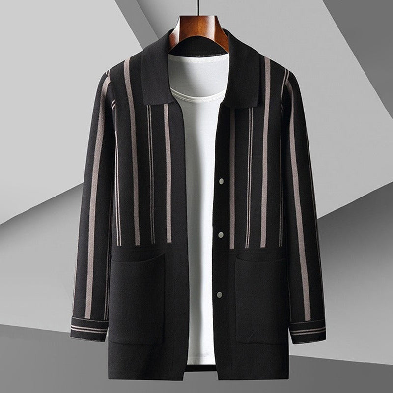 R&B | Strickjacke Lockere Passform Wollmischung Knopfverschluss mit Taschen
