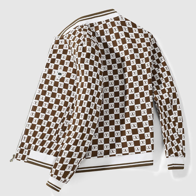 R&B | Veneti Retro Schachbrett Bomberjacke