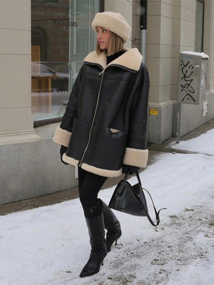 R&B | Damen Warme Winterjacke mit Pelzkragen und Weicher Fütterung