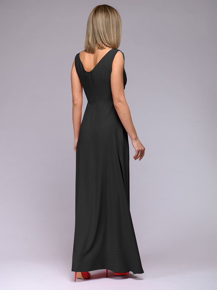 R&B | Elegantes Maxi Kleid mit Tiefem V-Ausschnitt und Schlitz