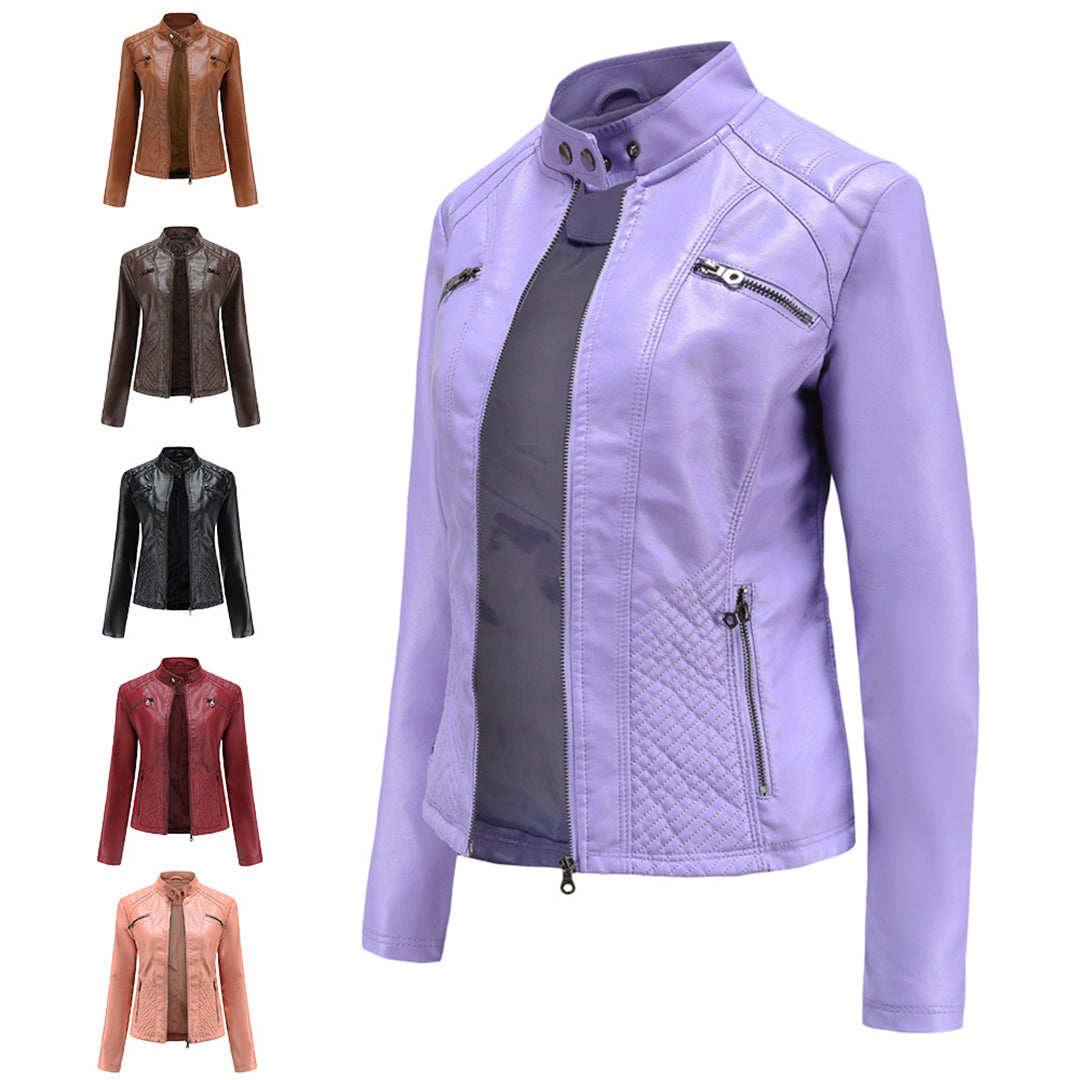 R&B | Klassische Lederjacke Mit Reißverschlussdesign
