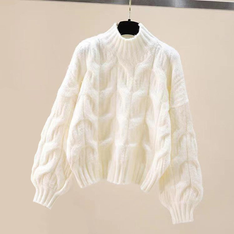 R&B | Fleur Retro Glam Set - Weicher Cremefarbener Pullover & Jeans mit Perlenverzierung