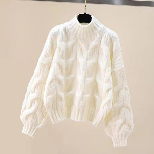 R&B | Fleur Retro Glam Set - Weicher Cremefarbener Pullover & Jeans mit Perlenverzierung